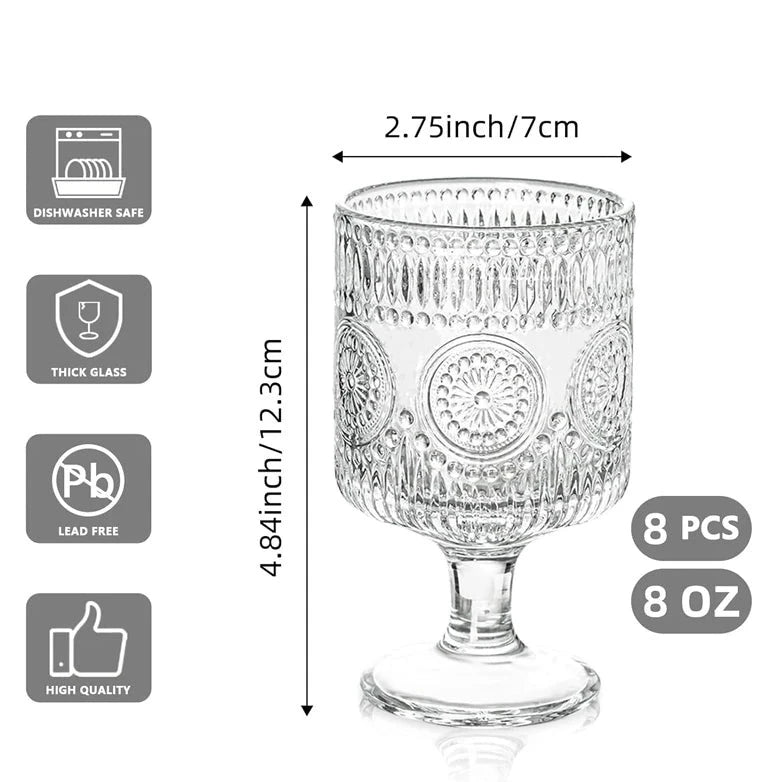 8PCS Vintage Goblet Glassware