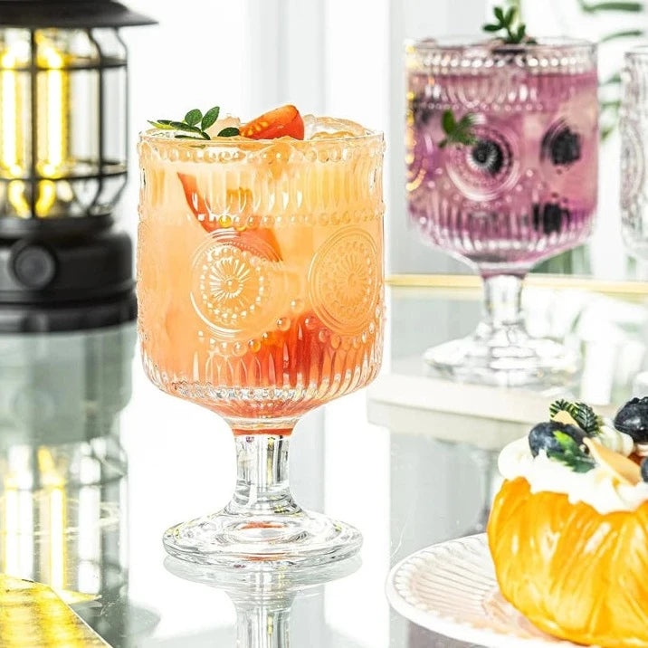8PCS Vintage Goblet Glassware